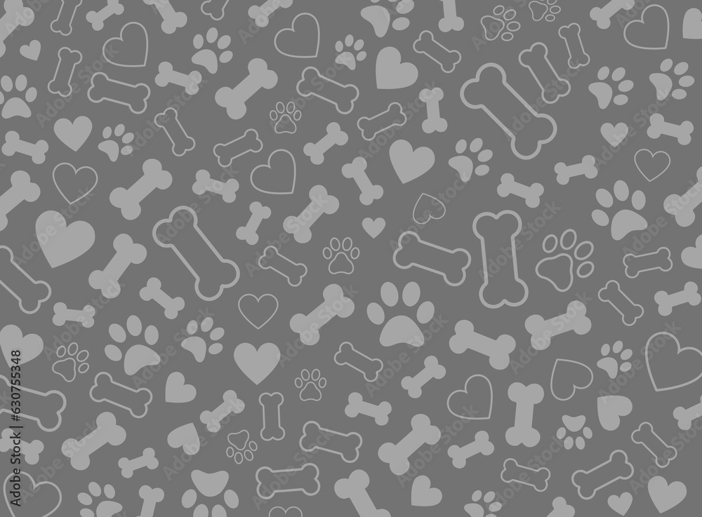 Dog Bone Print Pattern Over A Grey Background Dog Bone Print Pattern Over A Grey Background