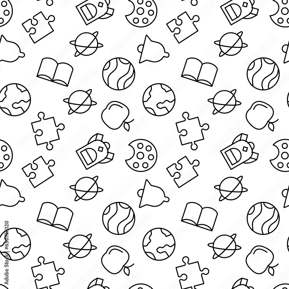 Education vector seamless pattern. Texture background with thin line ...