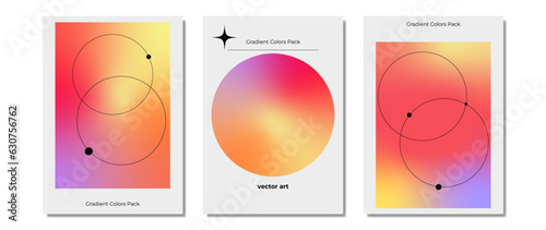 Fluid gradient vector poster set. Cute posters in a minimalistic style with colorful shapes, vibrant colors. Modern gradient wallpaper design for social media, idol poster, banner, flyer.