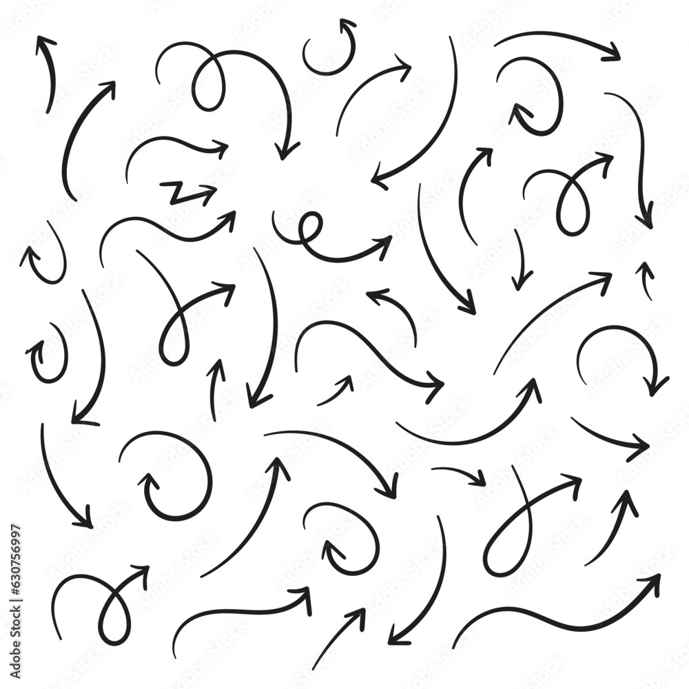 Hand drawn arrows collection Set simple flat arrows isolated on white background. Arrow mark icons and arrow paint. Stock vector. EPS10. Hand drawn arrows collection Set simple flat arrows isolated on white background. Arrow mark icons and arrow paint. Stock vector. EPS10.