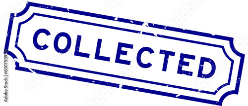 Grunge blue collected word rubber seal stamp on white background