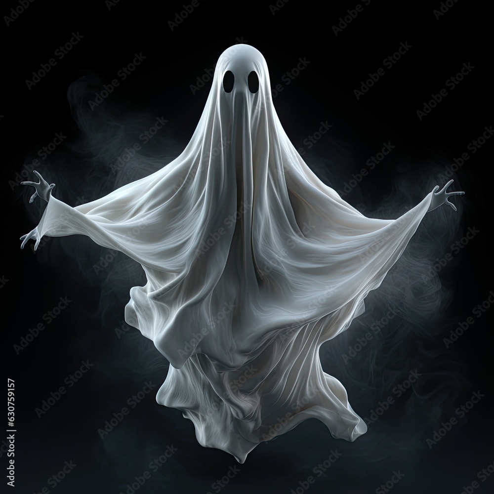 Flying ghost, for halloween. AI generation. Illustration. Flying ghost, for halloween. AI generation. Illustration.