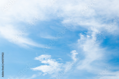 Clear blue color sky with white cloud background