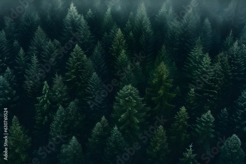 Aerial view of pines in the mountains  wood  photo created with Generative AI technology