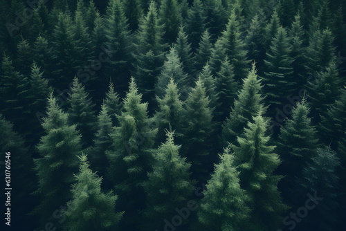 Aerial view of pines in the mountains  wood  photo created with Generative AI technology