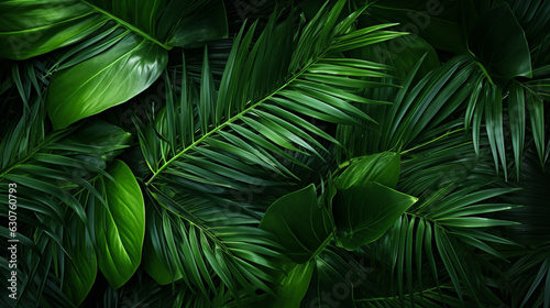 Tropical green palm leaves Design on background, Summer background