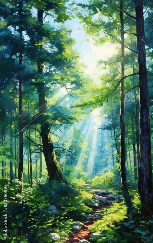 Obraz premium Primitive forest background,created with generative ai tecnology.