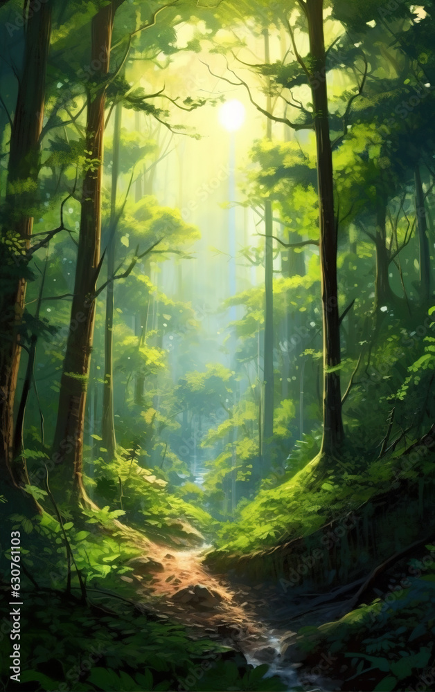 Obraz premium Primitive forest background,created with generative ai tecnology.