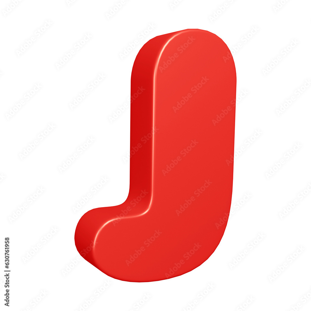 3D red alphabet letter j for education and text concept 3D red alphabet letter j for education and text concept