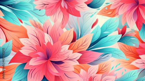 Modern flower design with pink orange an blue colors. AI generative.