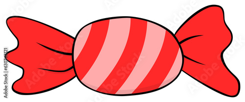Cartoon red candy icon. Sweet illustration.