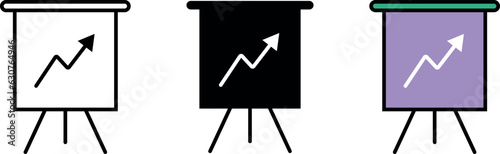 Presentation board different style icon set. Line, glyph and filled outline colorful version. Vector ilustration