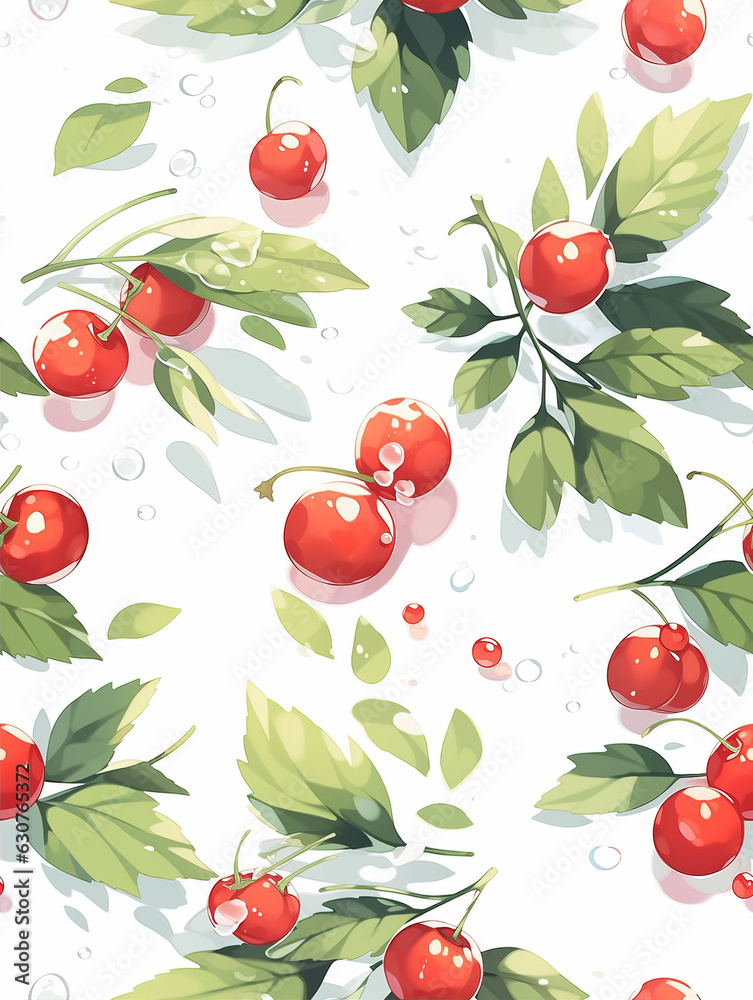 Anime cherry illustration background,created with generative ai tecnology. Anime cherry illustration background,created with generative ai tecnology.