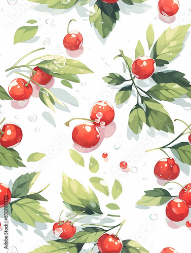 Anime cherry illustration background,created with generative ai tecnology.