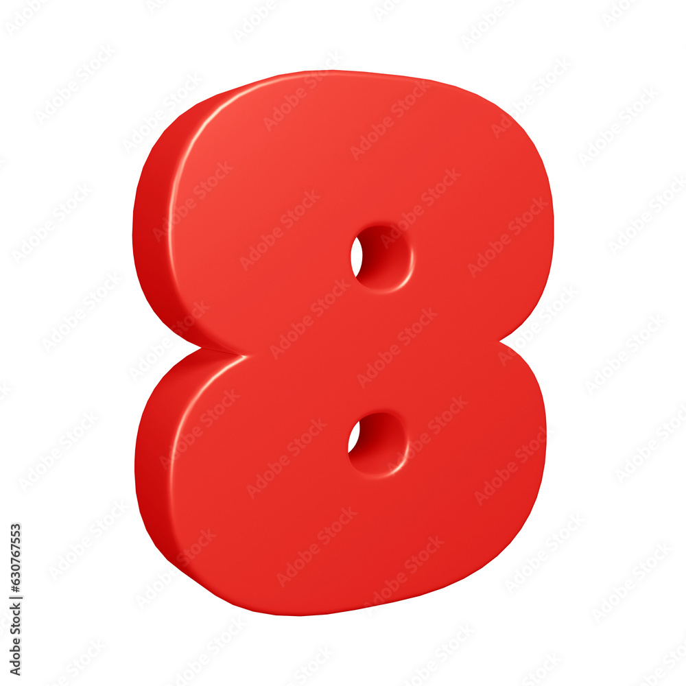 3d red number 8 design for math, business and education concept 3d red number 8 design for math, business and education concept