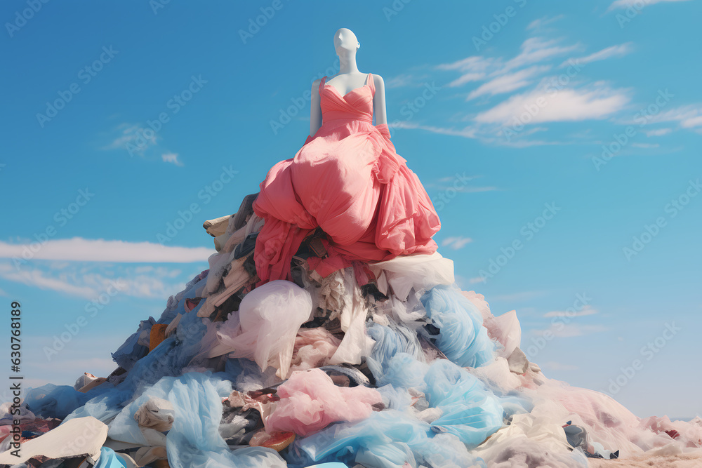 Huge pile of colorful clothes, concept of recycling, up cycling