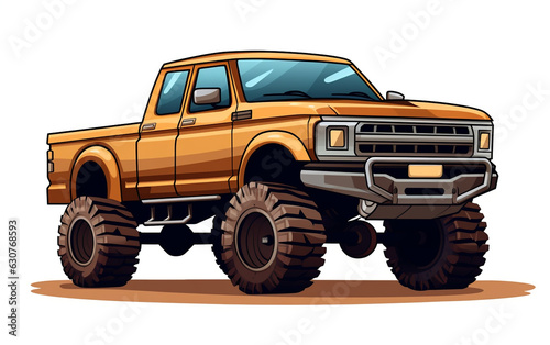 A realistic vector illustration showcases a brown pickup truck on a white background.