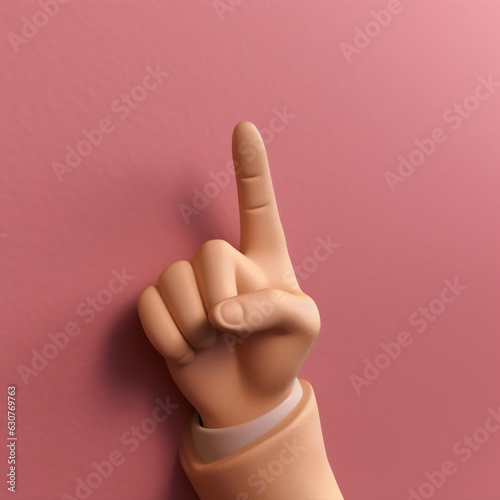 Businessman cartoon finger pointing on empty space. 3d clay concept. By generative AI.