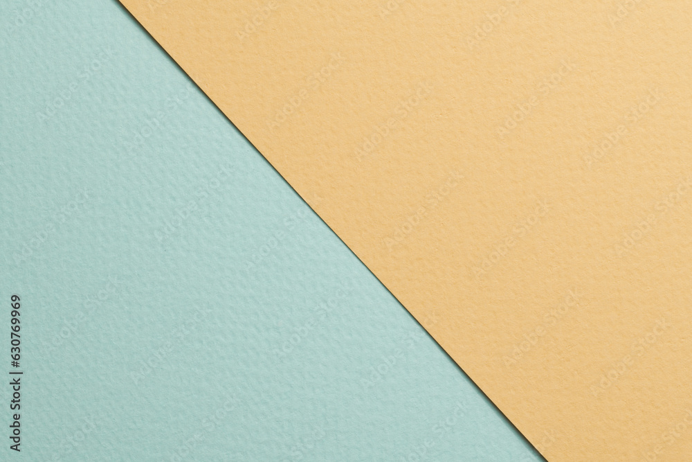 Rough kraft paper background, paper texture beige blue colors. Mockup with copy space for text.