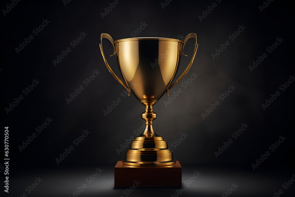 Trophy cup isolated on black background created with Generative AI technology Trophy cup isolated on black background created with Generative AI technology