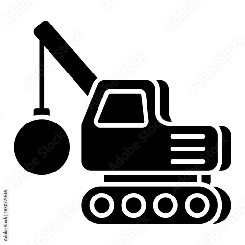 An icon design of wrecking ball with vehicle, bulldozer vector 
