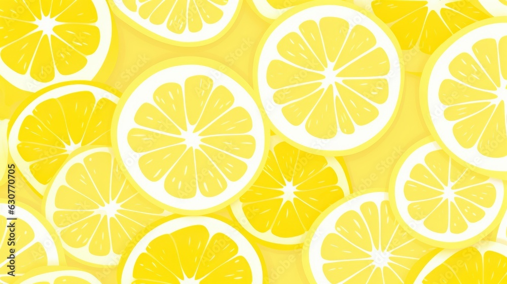 Lemon slice pattern background. AI generative.