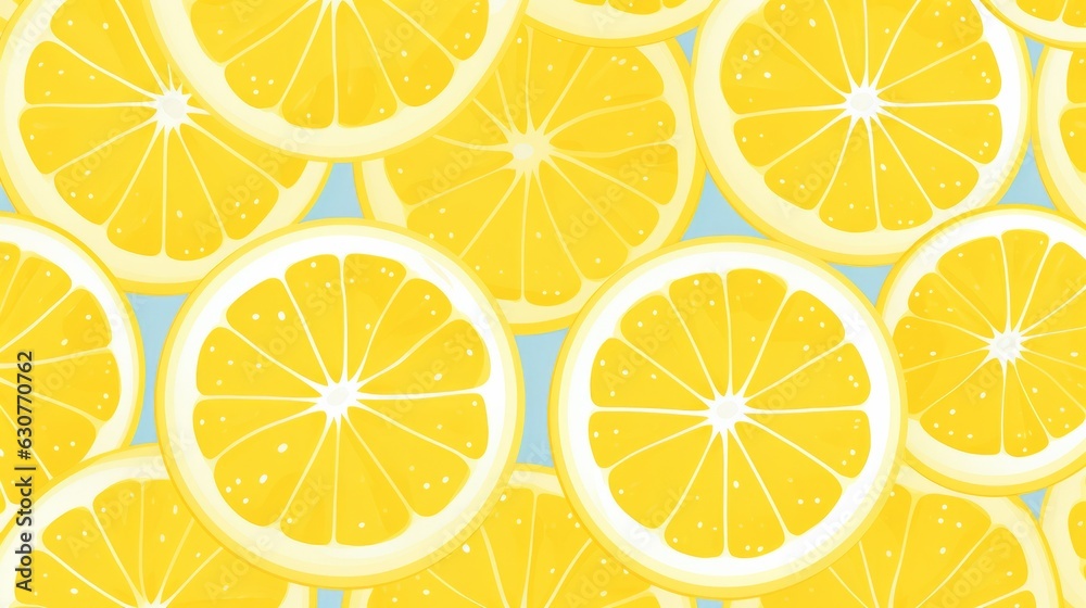 Lemon slice pattern background. AI generative.
