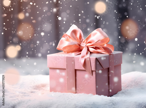 Christmas Pink Gift box created with Generative AI technology
