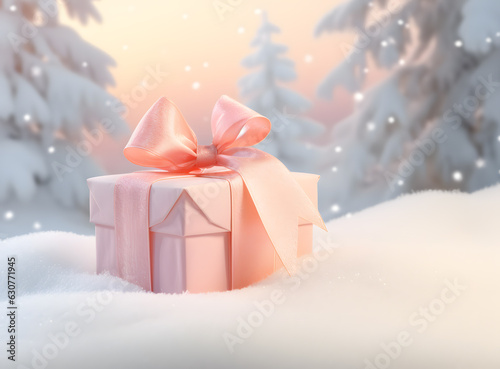 Christmas Pink Gift box created with Generative AI technology © Oksana