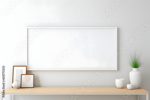 Clean and Serene Wall Decor Picture Frame Mockup, generative, ai