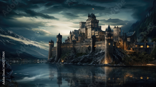 Castle clouds sky old scary fantasy medieval middle earth fictional