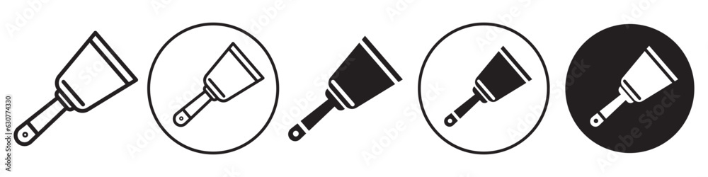 Scraper symbol Icon. Car wash cleaner brush tool. Tongue scrape flat outlined vector set collection. Metal knife or building putty paint spackle web app ui sign mark. Scraper symbol Icon. Car wash cleaner brush tool. Tongue scrape flat outlined vector set collection. Metal knife or building putty paint spackle web app ui sign mark.