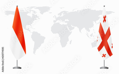 Indonesia and Georgia flags for official meeting