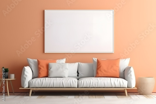 Subdued Art Display in Serene Ambiance Picture Frame Mockup, generative, ai