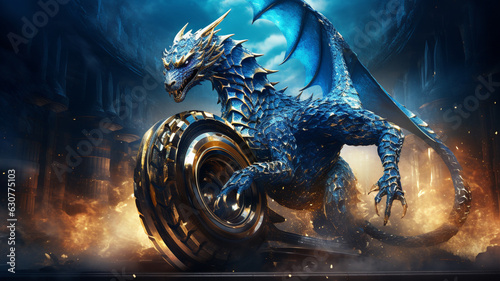 Drache mit magischen Rad