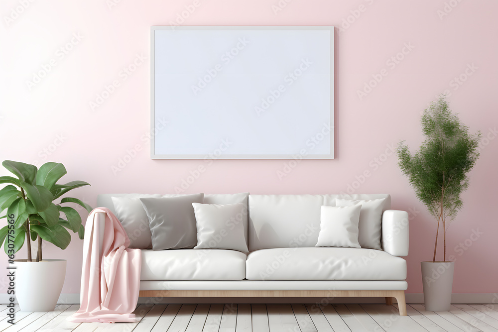 Fototapeta premium Polished Frame in Serene Ambiance Picture Frame Mockup, generative, ai