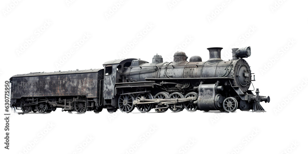 Steam train isolated on white. ai generative art. Steam train isolated on white. ai generative art.
