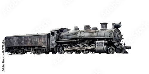 Steam train isolated on white. ai generative art.