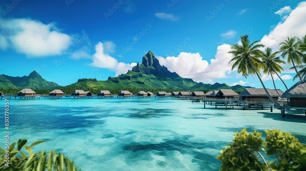 Bora Bora, French Polynesia: This South Pacific island is renowned for its luxurious resorts, turquoise lagoon, and vibrant coral reefs