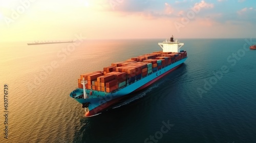 A container ship on the ocean.generative ai  © Luke