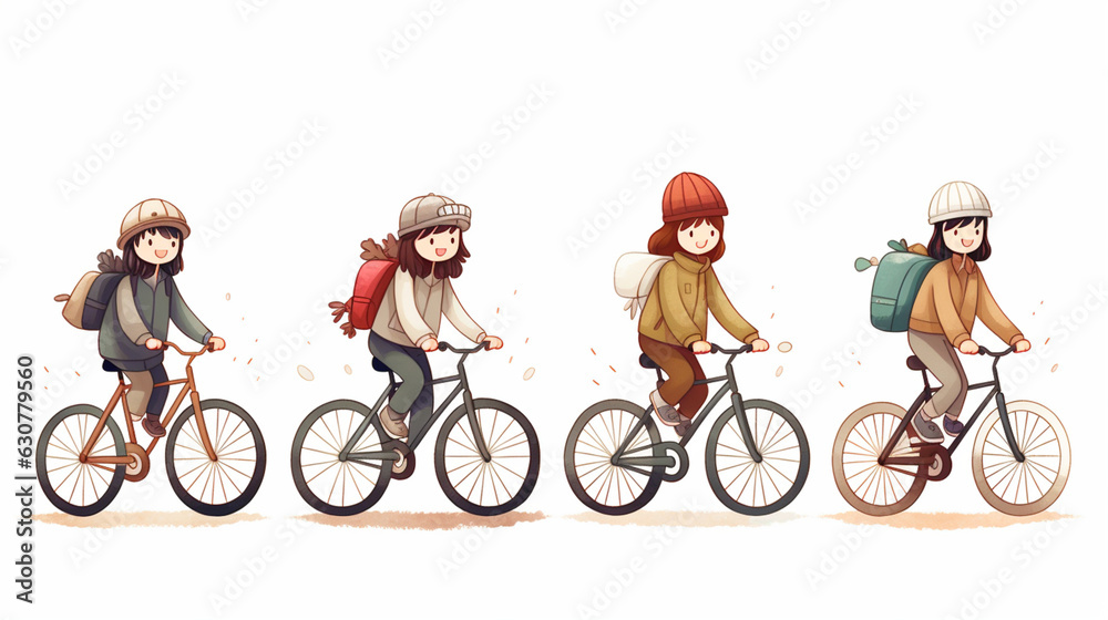 Fototapeta premium people riding bicycles-cycling flat design, Outdoor activities