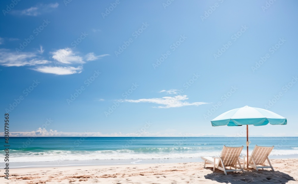 Chairs And Umbrella In Tropical Beach - Seascape Banner