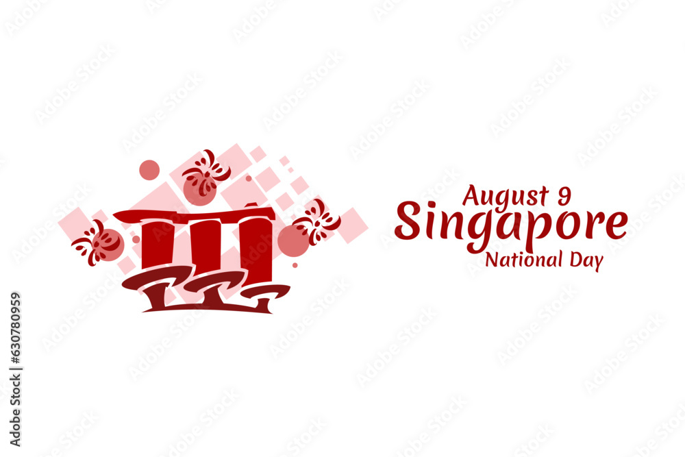 August 9, Singapore national day vector illustration. Suitable for greeting card, poster and banner.