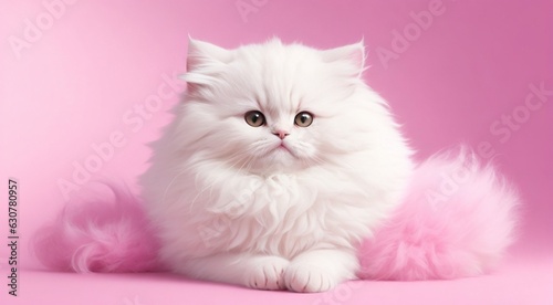 the little fluffy cat on abstract background