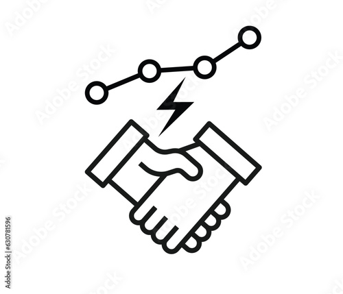 International energy agreement icon. Handshake icon. 