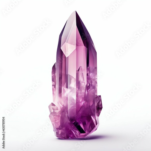 Purple Quartz Crystal Isolated on White Background. Generative ai