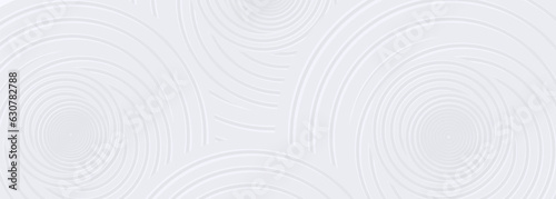 White abstract geometric background with circles pattern. Vector illustration rounded lines white banner.