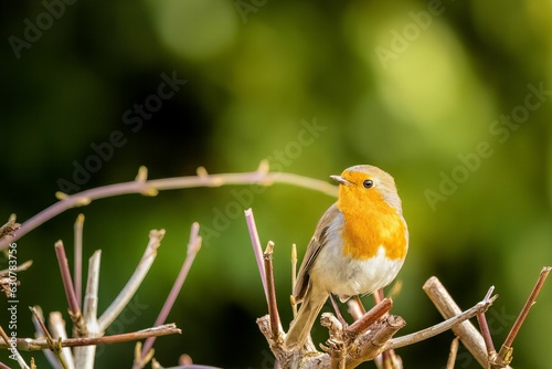 Closeup of a robin perched on a tree branch © Andreas Furil/Wirestock Creators