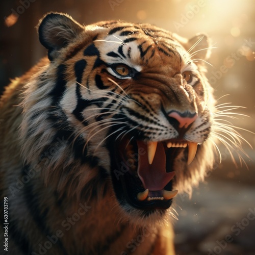 Angry roaring Tiger  Generative Ai