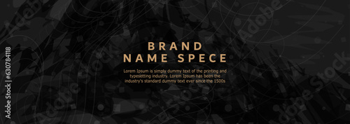 Abstract dark background in vector. Black cover with lines and text. 